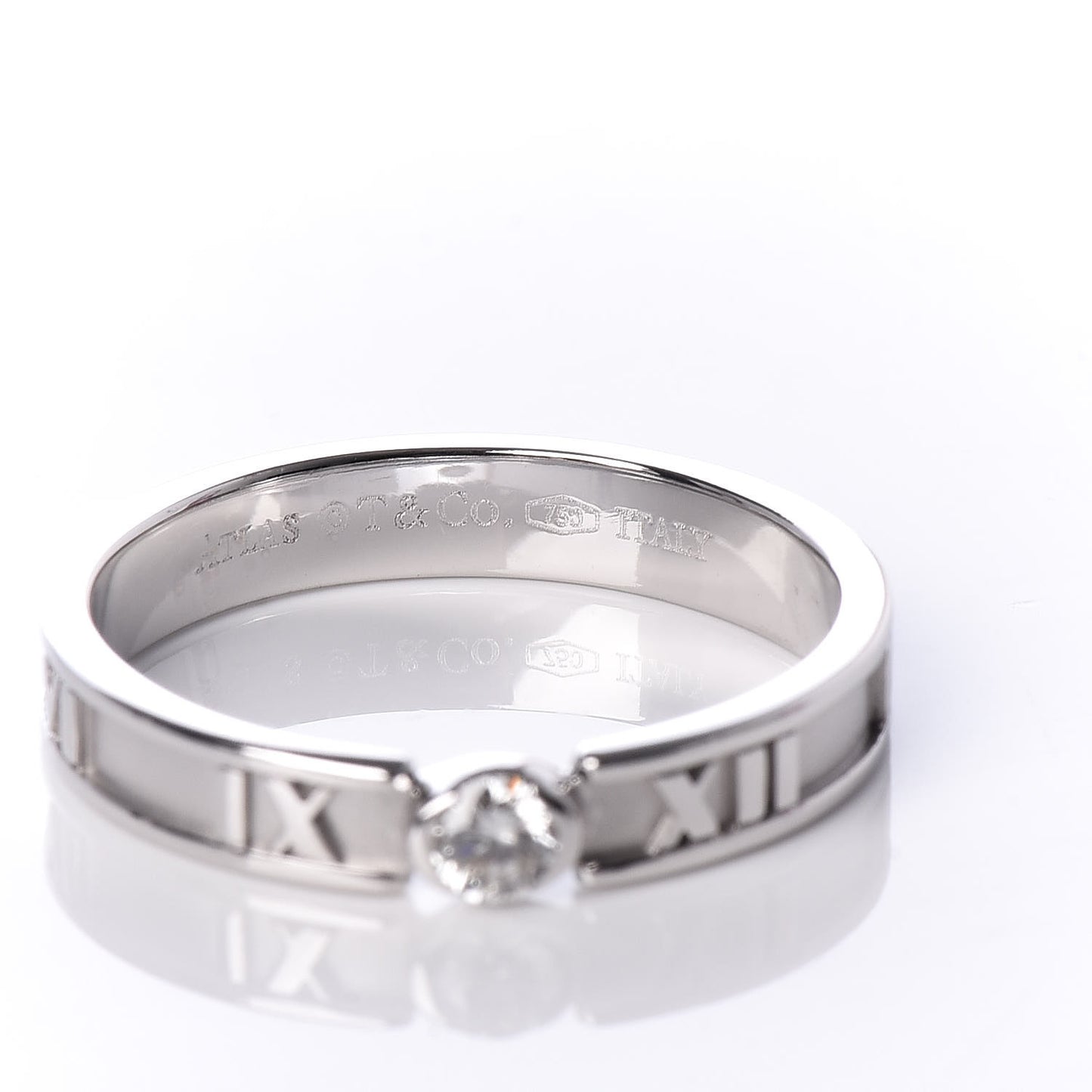18K White Gold Diamond Atlas Solitaire Band Ring 54 7
