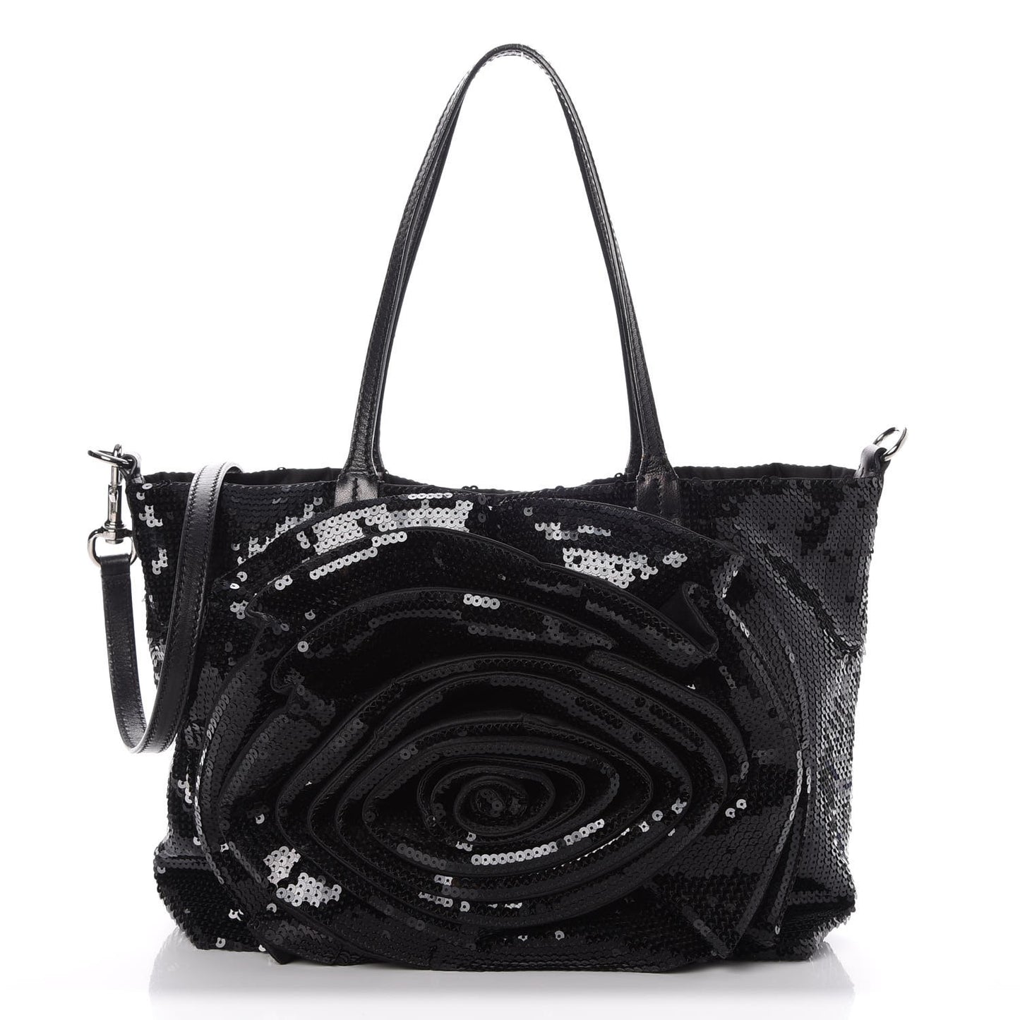 Sequin Petale Tote Black