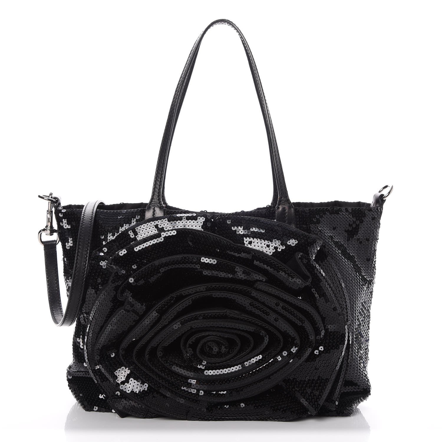 Valentino Garavani Sequin Petale Tote Black 1 of 8