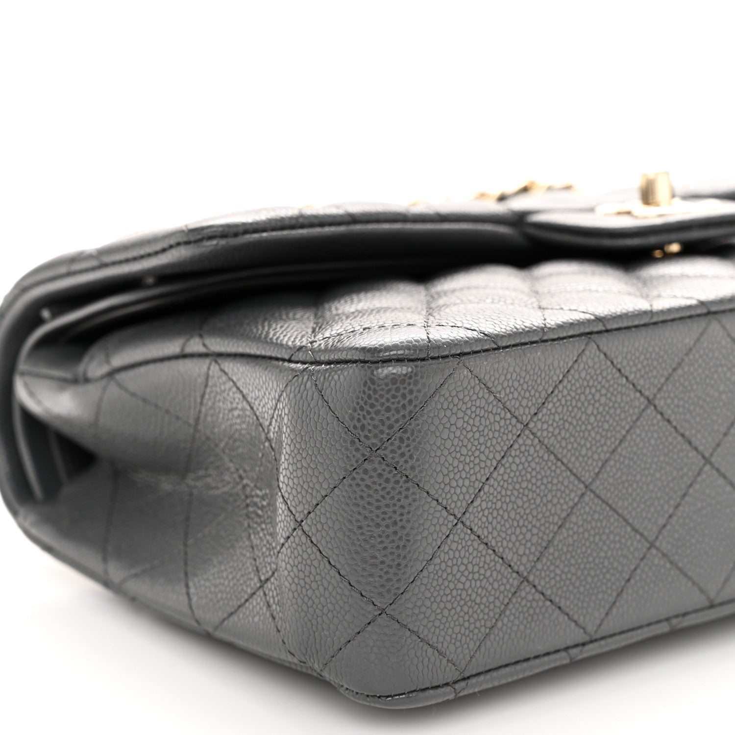 Chanel Caviar Quilted Medium Double Flap Dark Grey 9 of 10