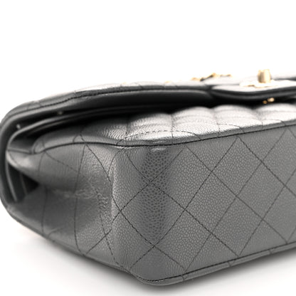 Chanel Caviar Quilted Medium Double Flap Dark Grey 9 of 10