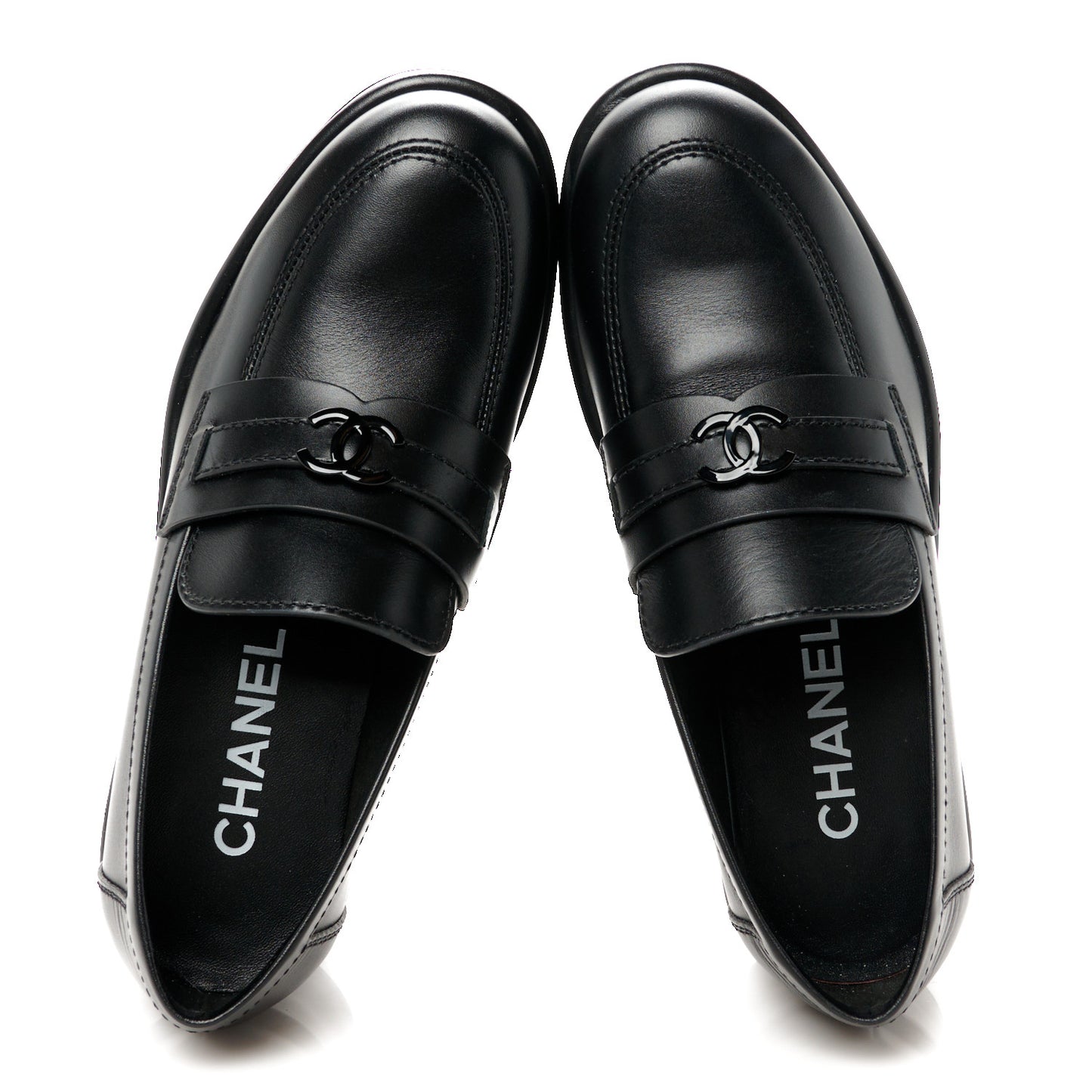 Calfskin CC Platform Loafers 36.5 Black