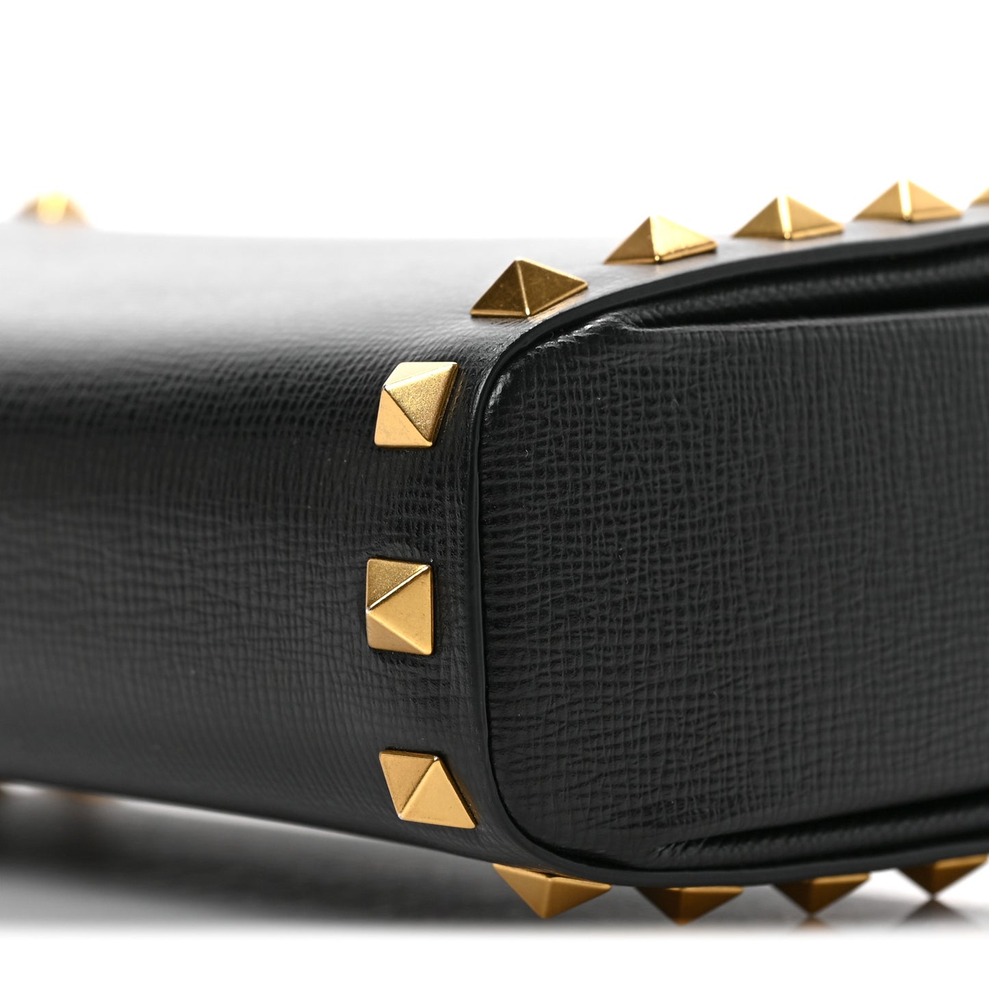 Grainy Calfskin Rockstud Alcove Box Clutch Black