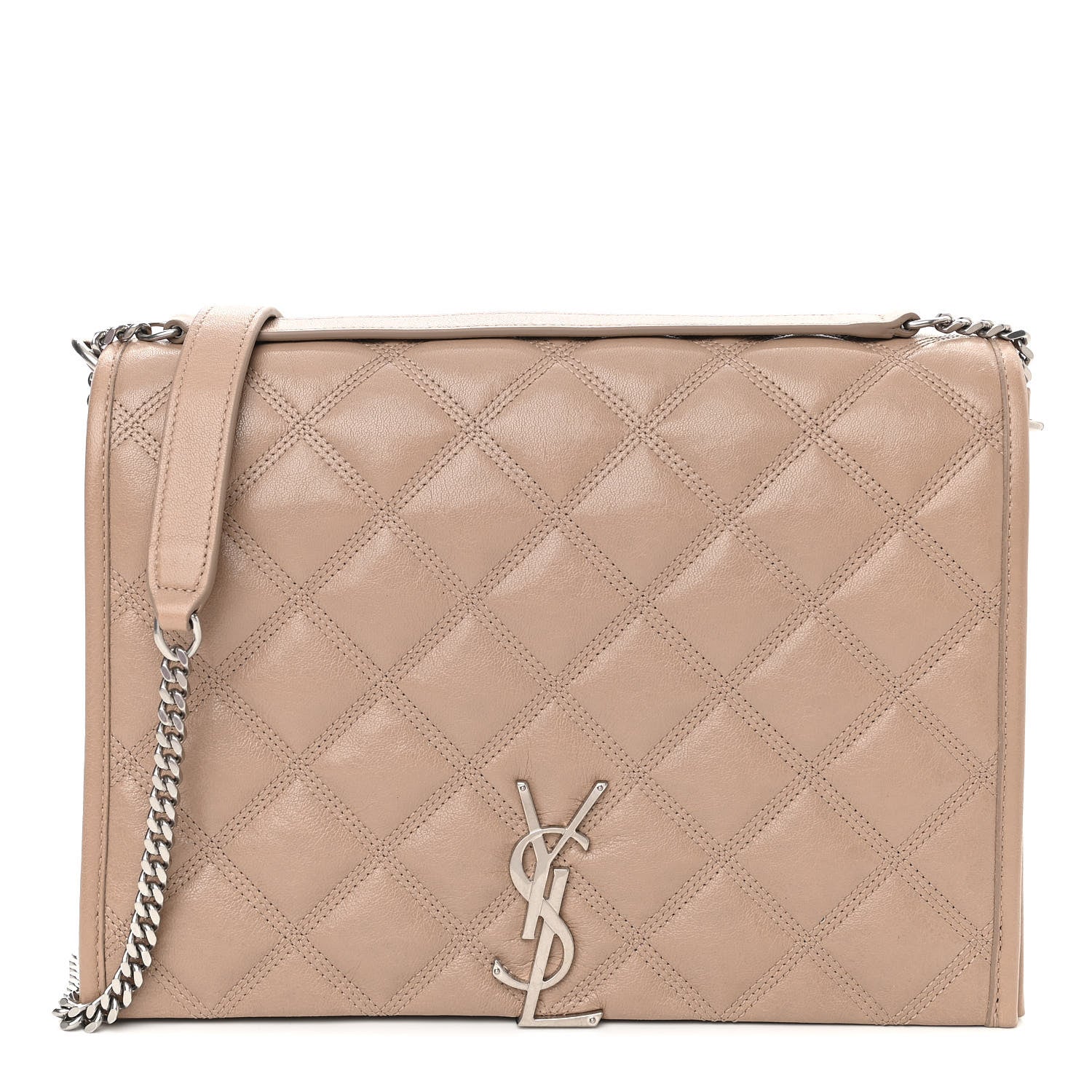 Saint Laurent Lambskin Quilted Small Becky Chain Bag Gold Sand 1 of 10