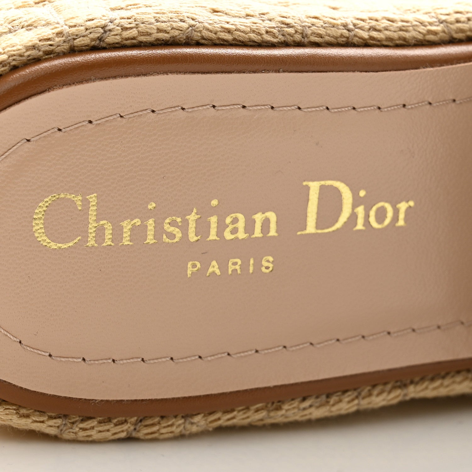 Christian Dior Calfskin Graphic Cannage Attitude Dior Wedge Slide 37.5 Camel 6 of 8