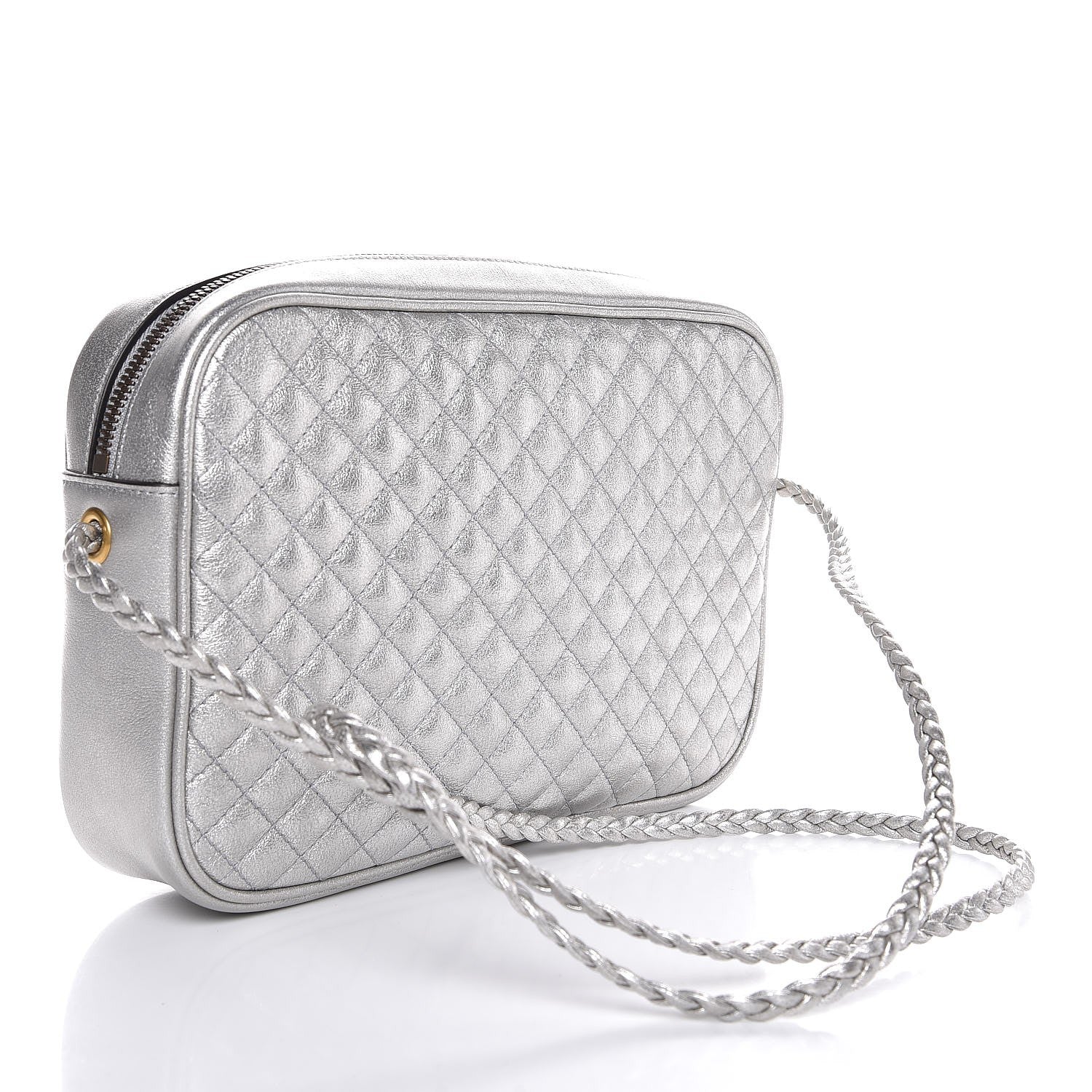 Gucci Laminated Nappa Web Trapuntata Small GG Shoulder Bag Argento 3 of 7