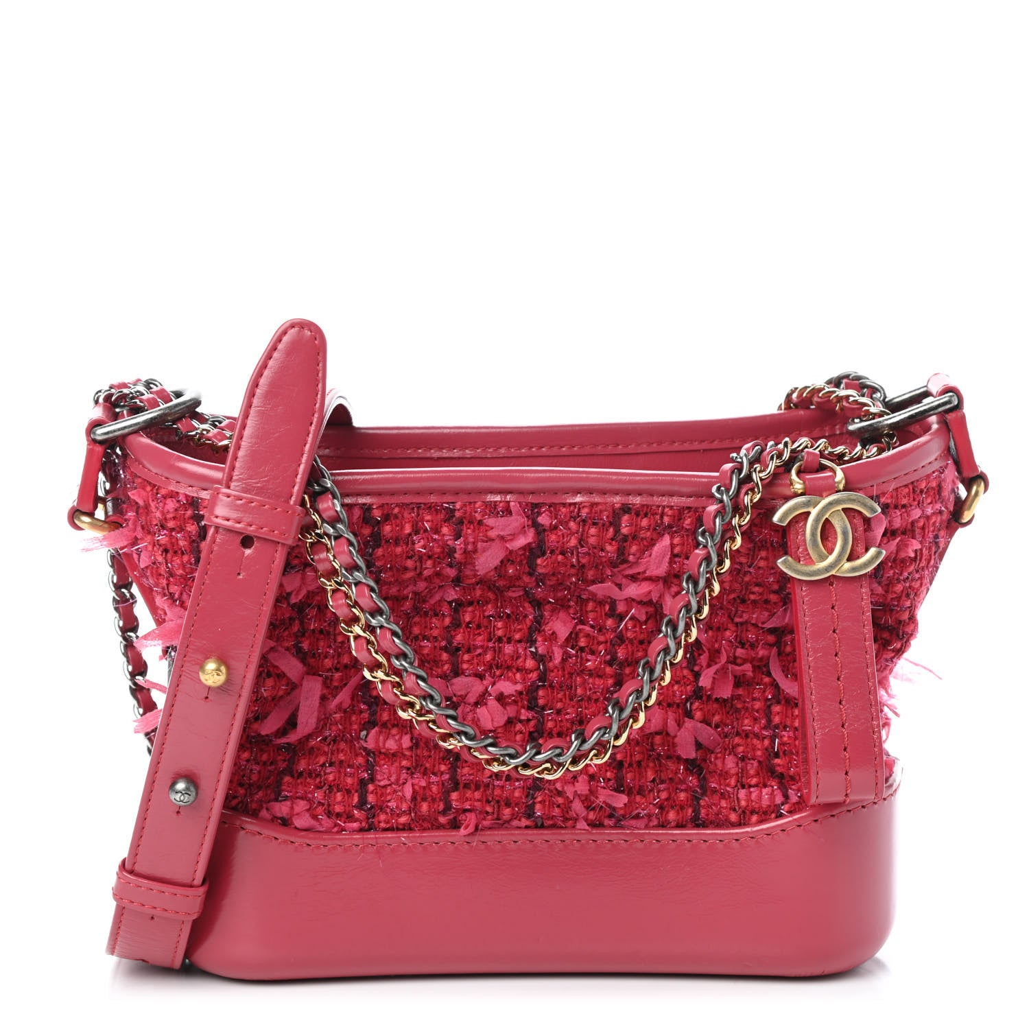 Chanel Tweed Calfskin Small Gabrielle Hobo Pink 1 of 10