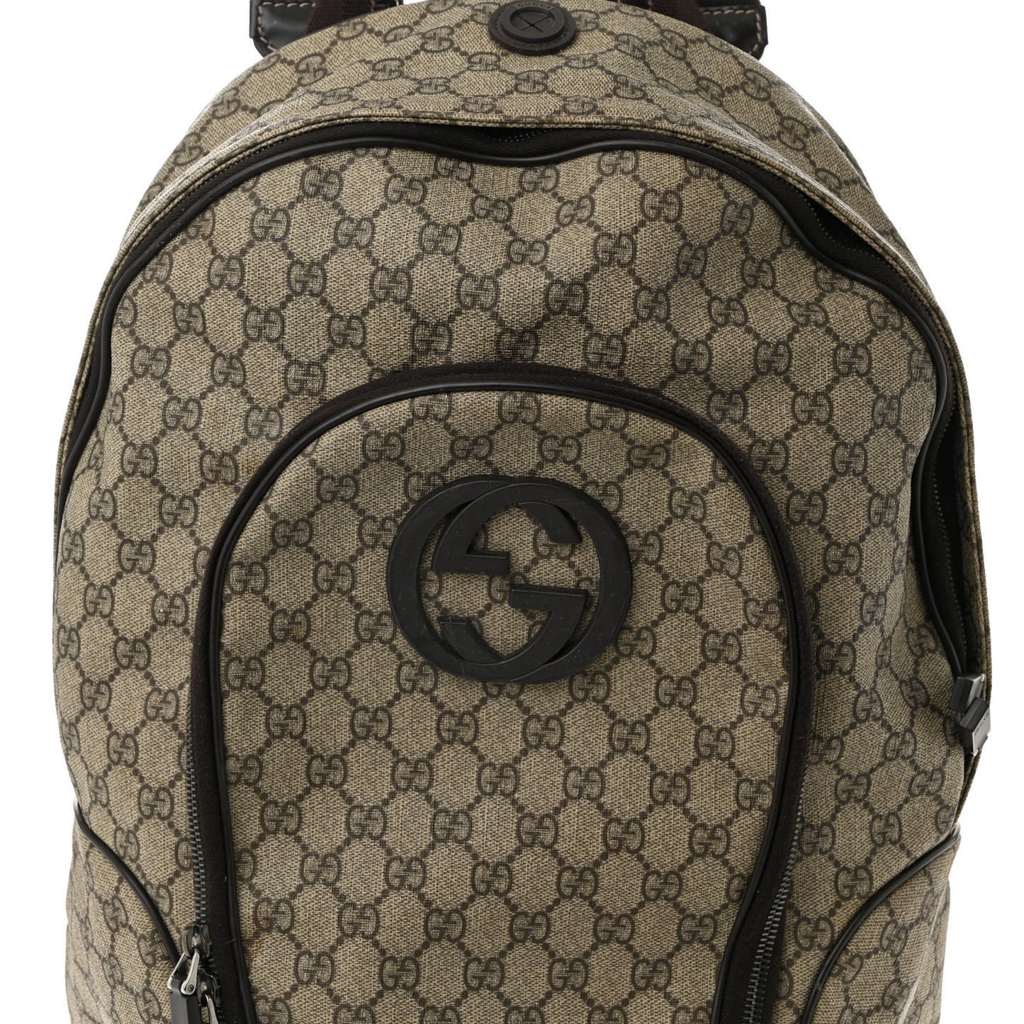 GG Plus Monogram Interlocking G Medium Backpack Dark Brown