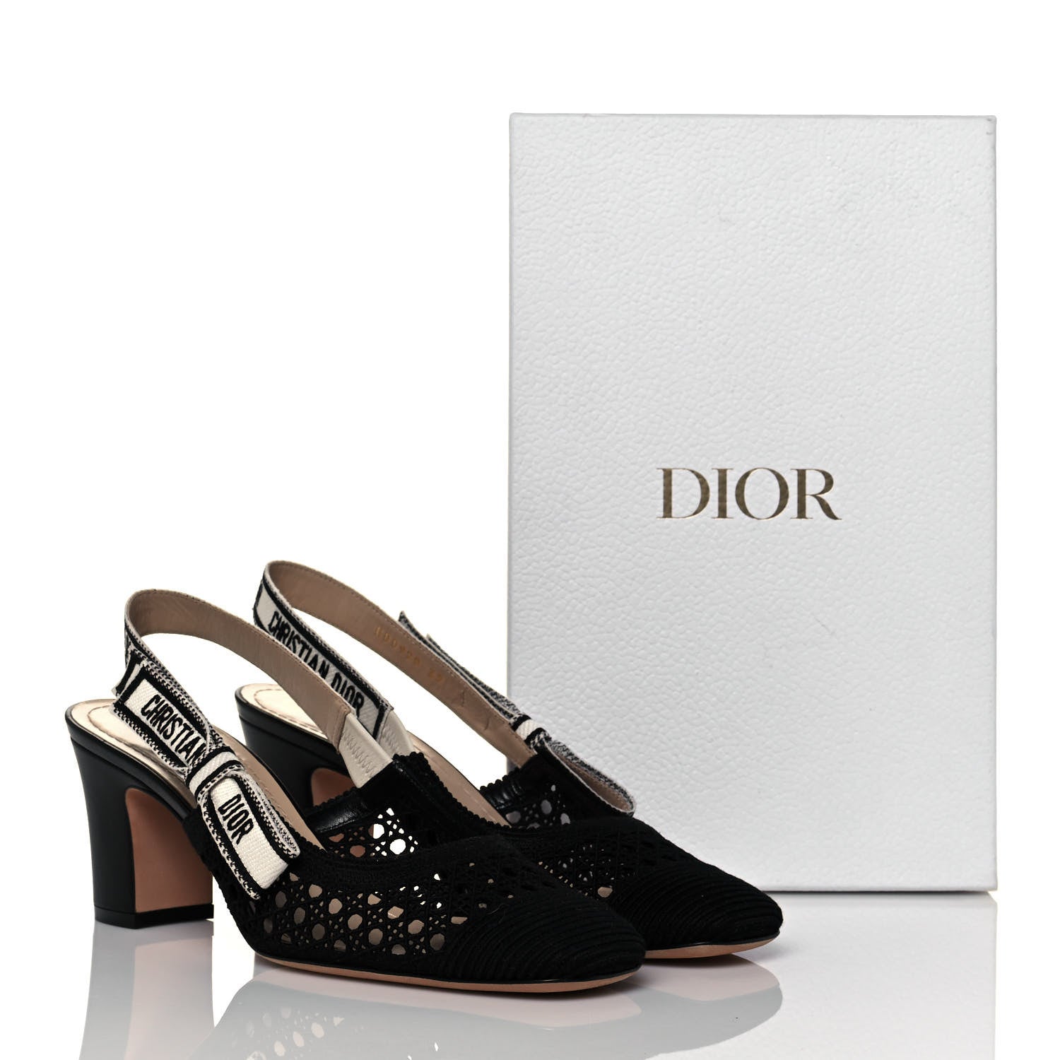 Christian Dior Cotton Lambskin Mesh Cannage Dior & Moi Slingback 70mm Pumps 39 Black 8 of 8