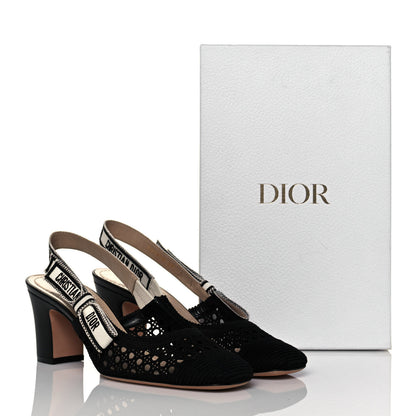 Christian Dior Cotton Lambskin Mesh Cannage Dior & Moi Slingback 70mm Pumps 39 Black 8 of 8