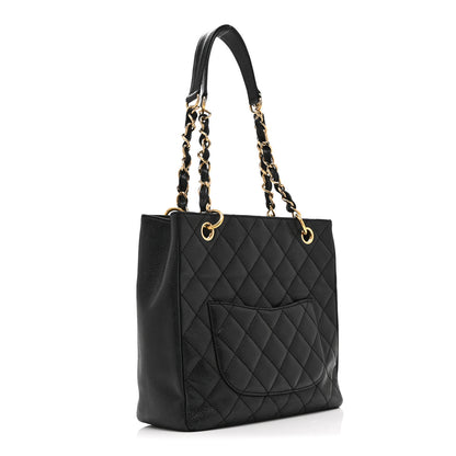 Chanel Caviar Quilted Petit Shopping Tote PST Black 3 of 10
