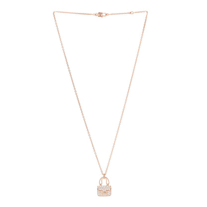 Hermes 18K Rose Gold Diamond Constance Amulettes Pendant Necklace 3 of 6