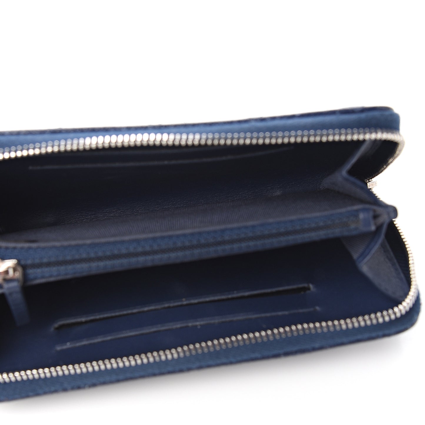 Caviar Quilted Small Zip Around Wallet Navy