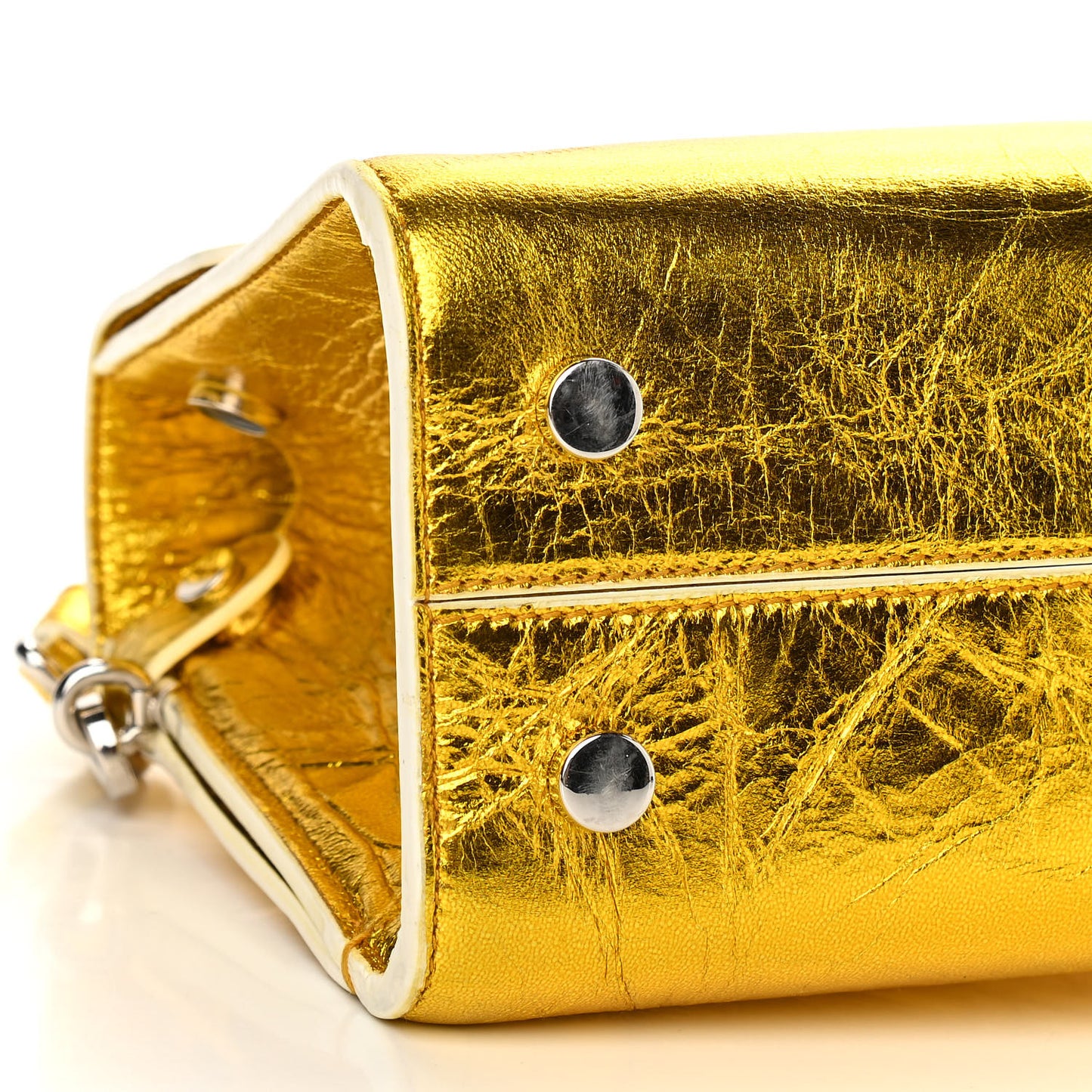 Metallic Calfskin Mini Diorever Flap Gold