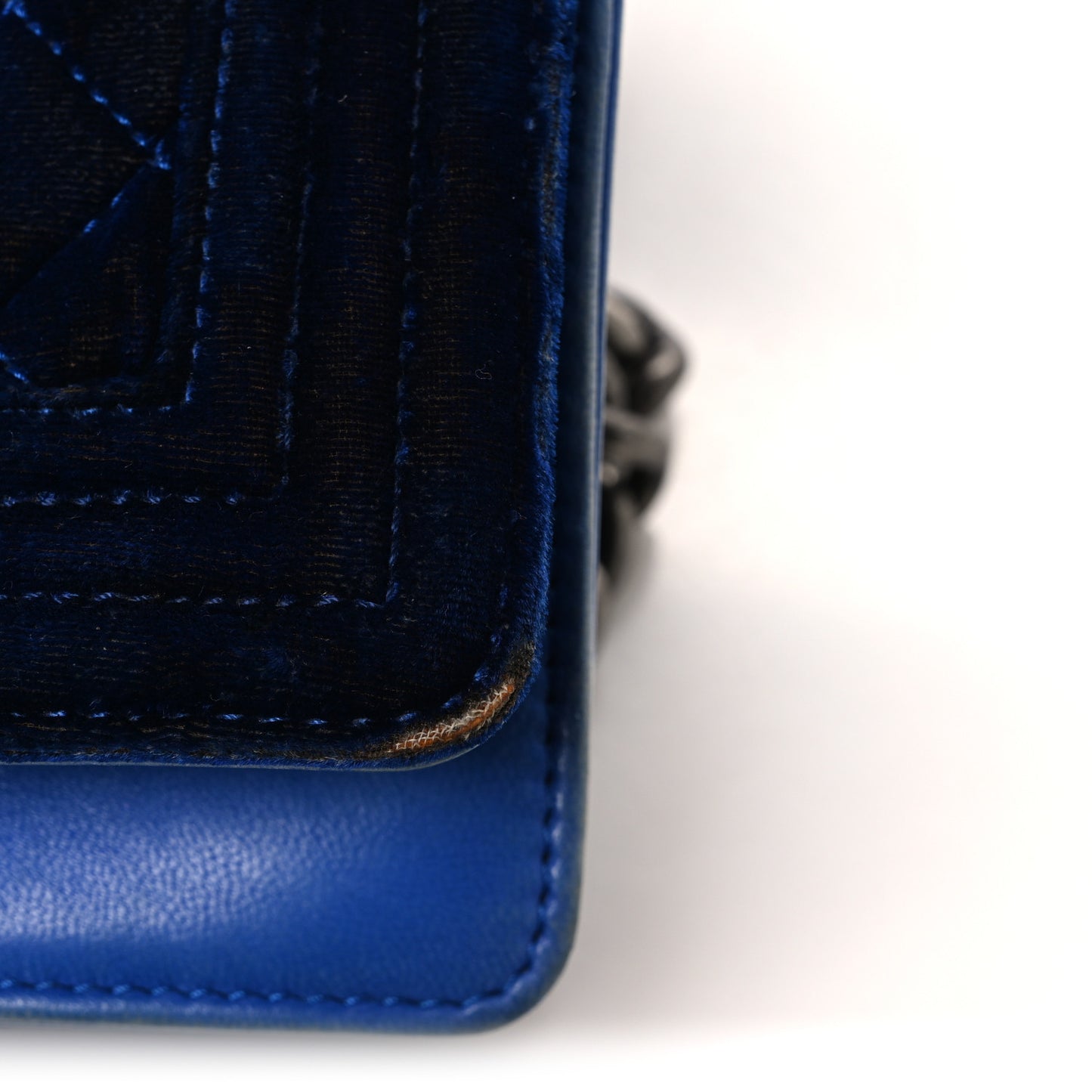 Velvet Quilted Small Boy Flap Blue