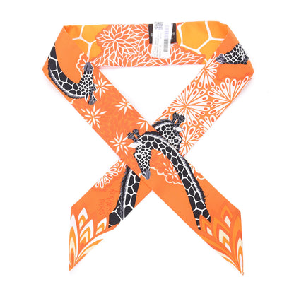 Hermes Silk The Three Graces Twilly Orange Mangue Anthracite 1 of 4
