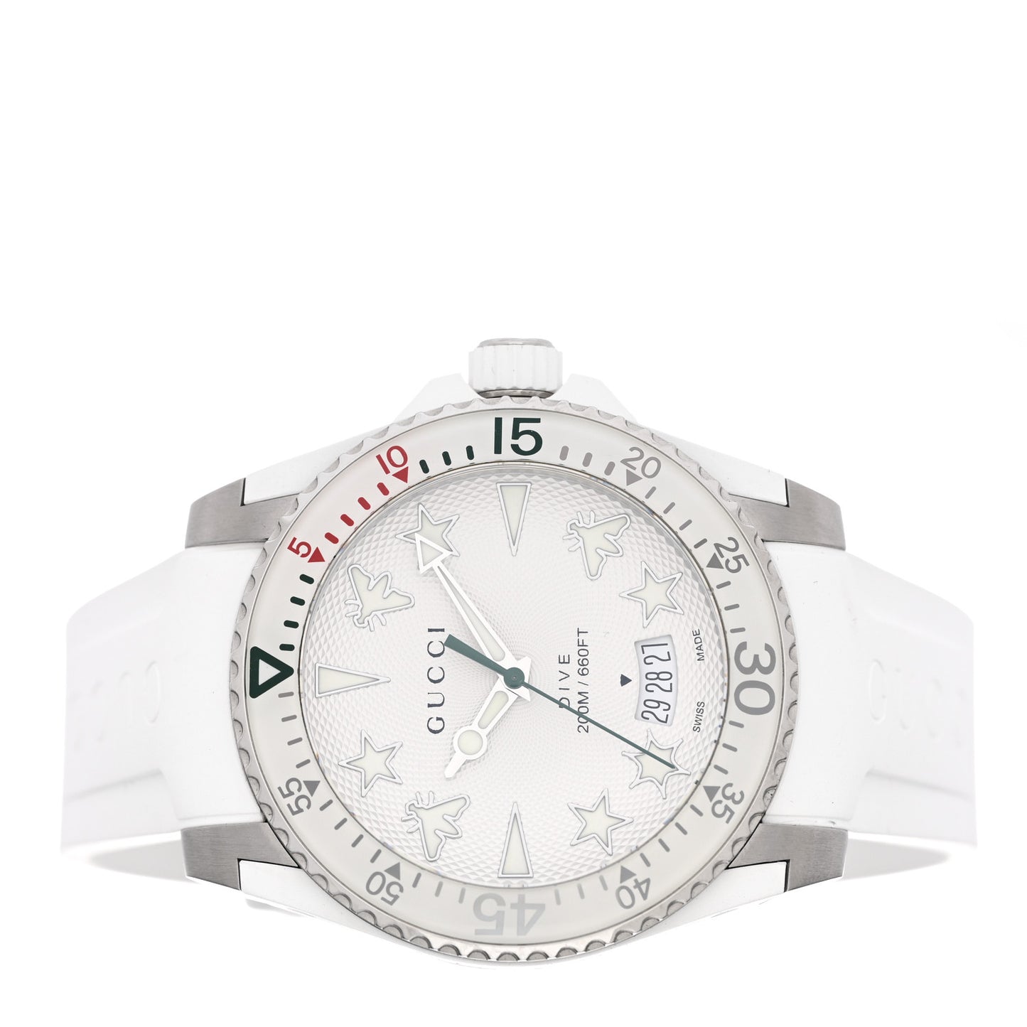 Stainless Steel Rubber 40mm Dive Quartz Watch White