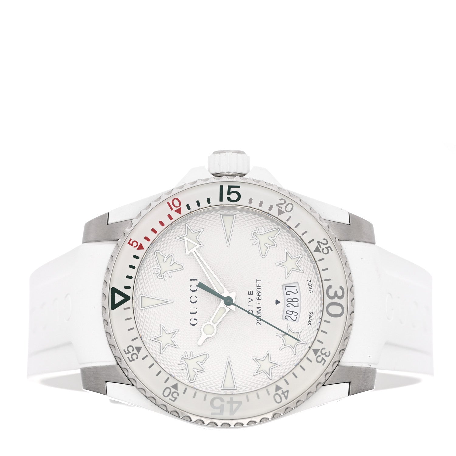 Gucci Stainless Steel Rubber 40mm Dive Quartz Watch White 2 of 4