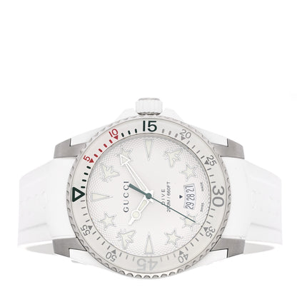 Gucci Stainless Steel Rubber 40mm Dive Quartz Watch White 2 of 4