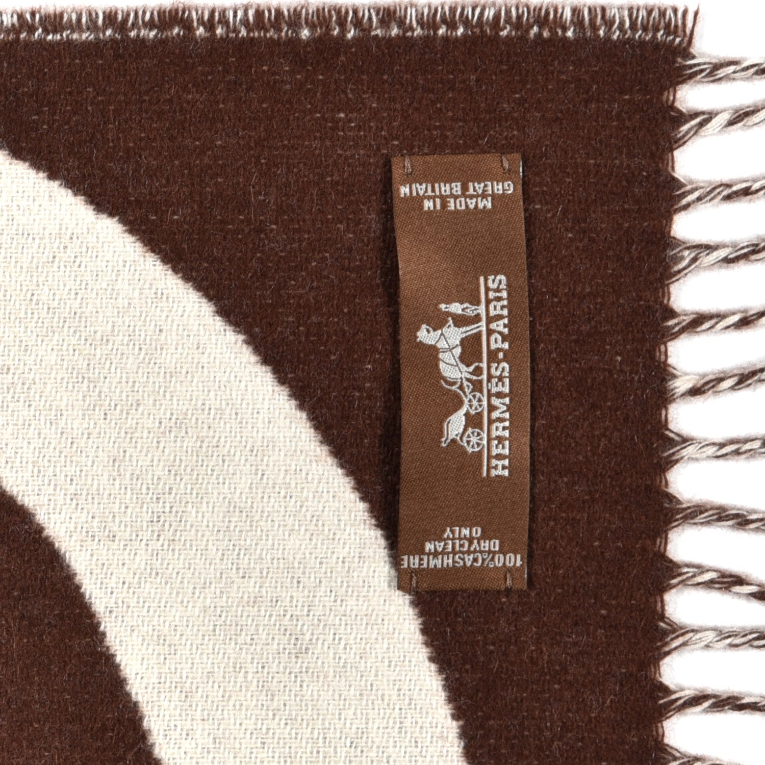 Hermes Cashmere Casaque Charms Muffler Brun Chocolat Ivoire 5 of 5