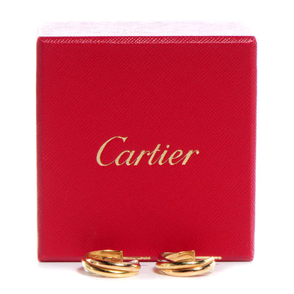 Cartier 18K Pink Yellow White Gold Trinity Hoop Earrings 8 of 8