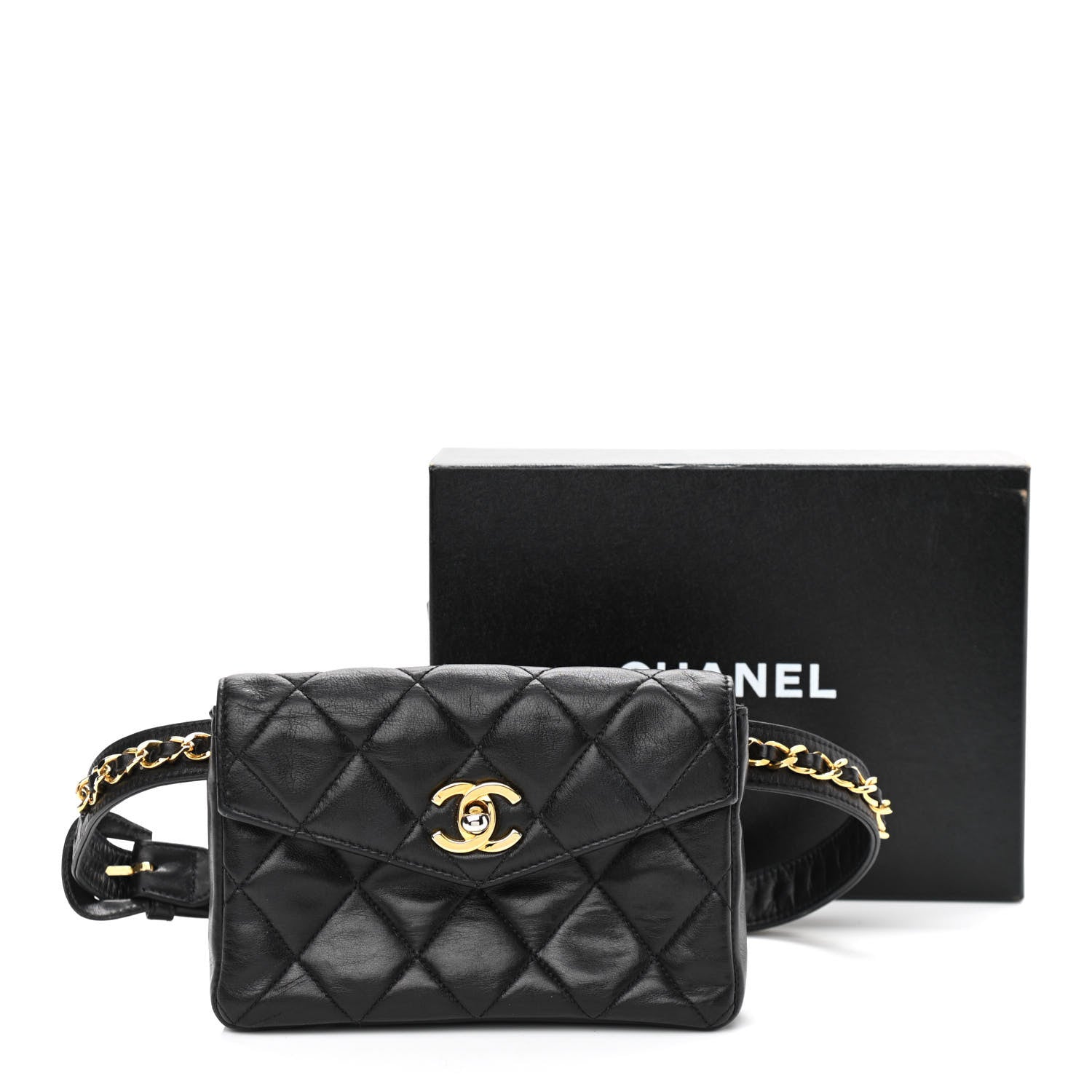 Chanel Lambskin Quilted Flap Waist Belt Bag 75 30 Black 13 of 13