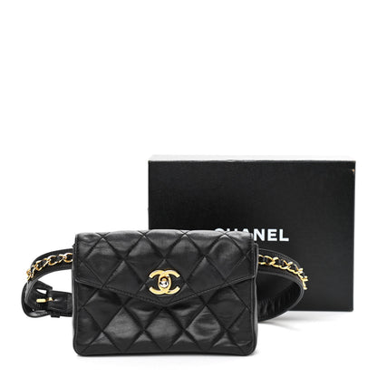 Chanel Lambskin Quilted Flap Waist Belt Bag 75 30 Black 13 of 13