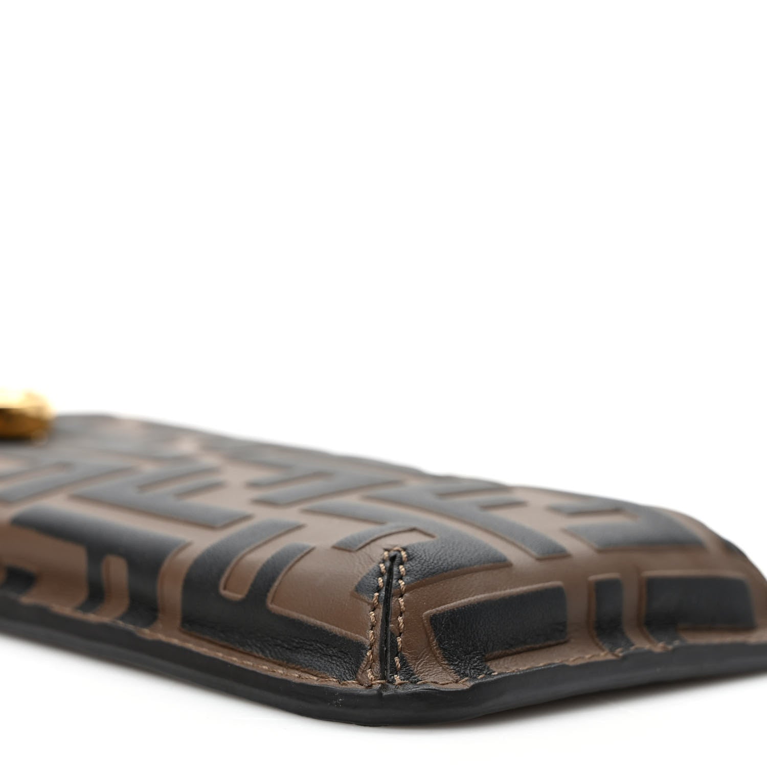 Fendi Vitello Soft F is Fendi Bi-Color FF 1974 Embossed Phone Pouch Maya Black 7 of 8