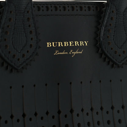 Burberry Calfskin Broguing Small Banner Tote Black 10 of 14