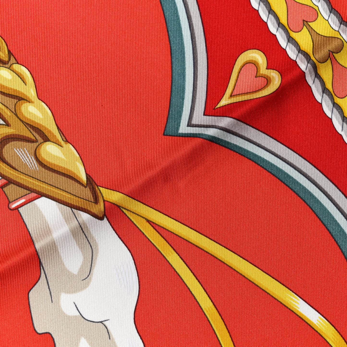Silk Harnais De Coeur Scarf 90 Rouge White Gold
