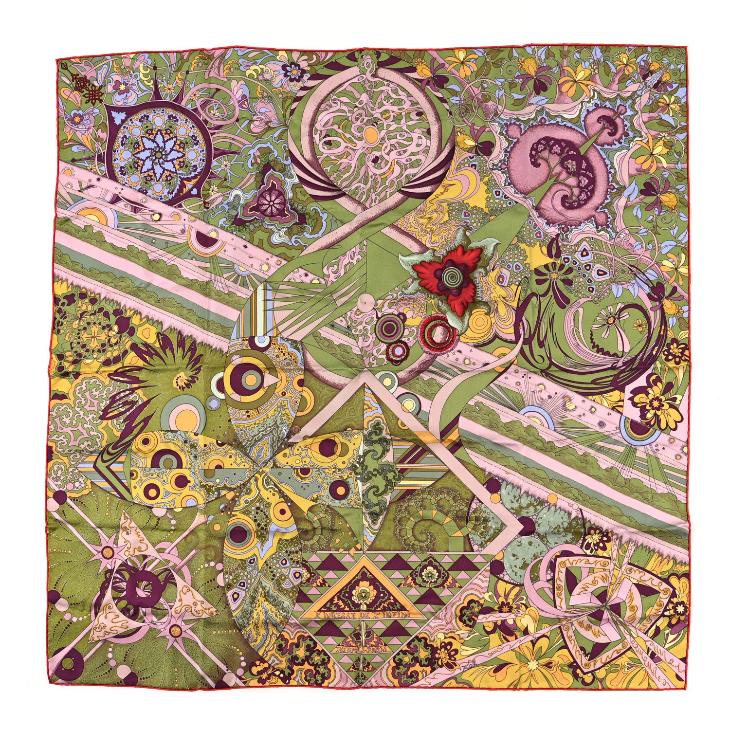 Hermes Silk L'Ivresse de I'Infini Scarf 90 Green Multicolor 1 of 3