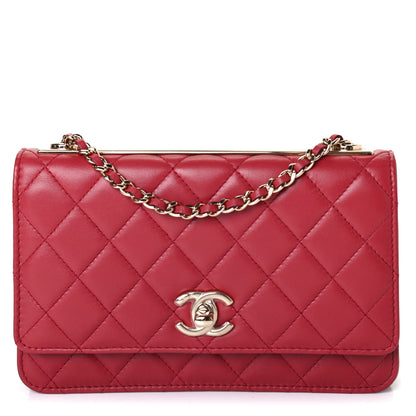 Chanel Lambskin Quilted Trendy CC Wallet On Chain WOC Red 1 of 4