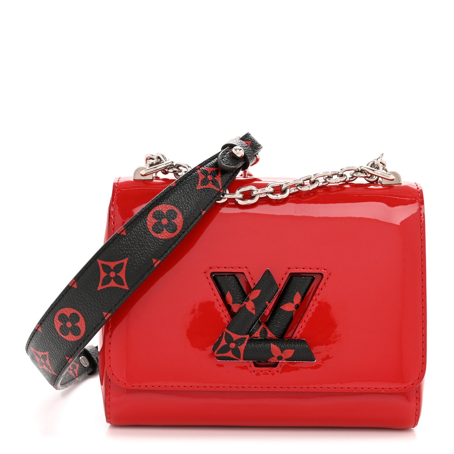 Patent Monogram Infrarouge Twist Shoulder Bag PM Coquelicot