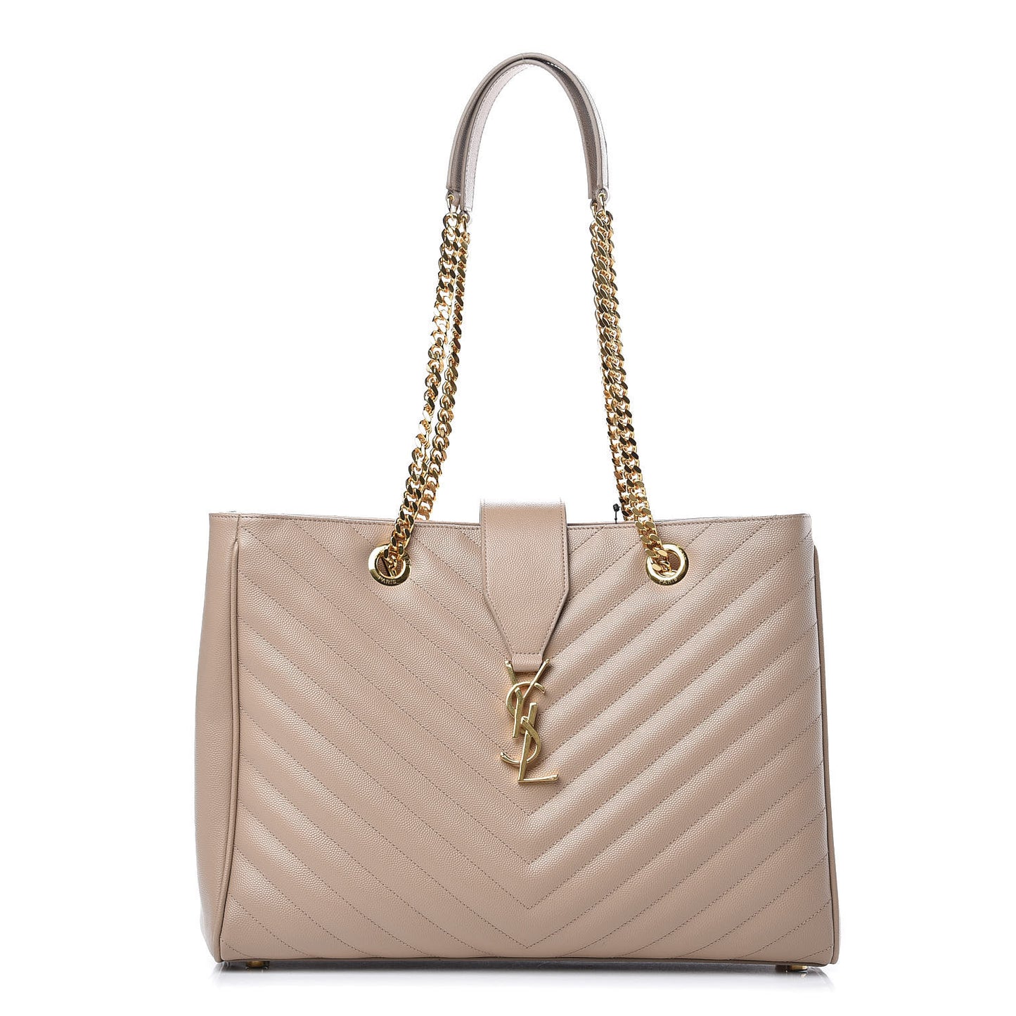 Grain De Poudre Matelasse Chevron Monogram Shopping Bag Nude Powder