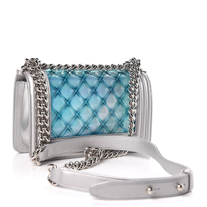 Chanel Metallic Lambskin PVC Quilted Small Boy Flap Blue 3 of 10