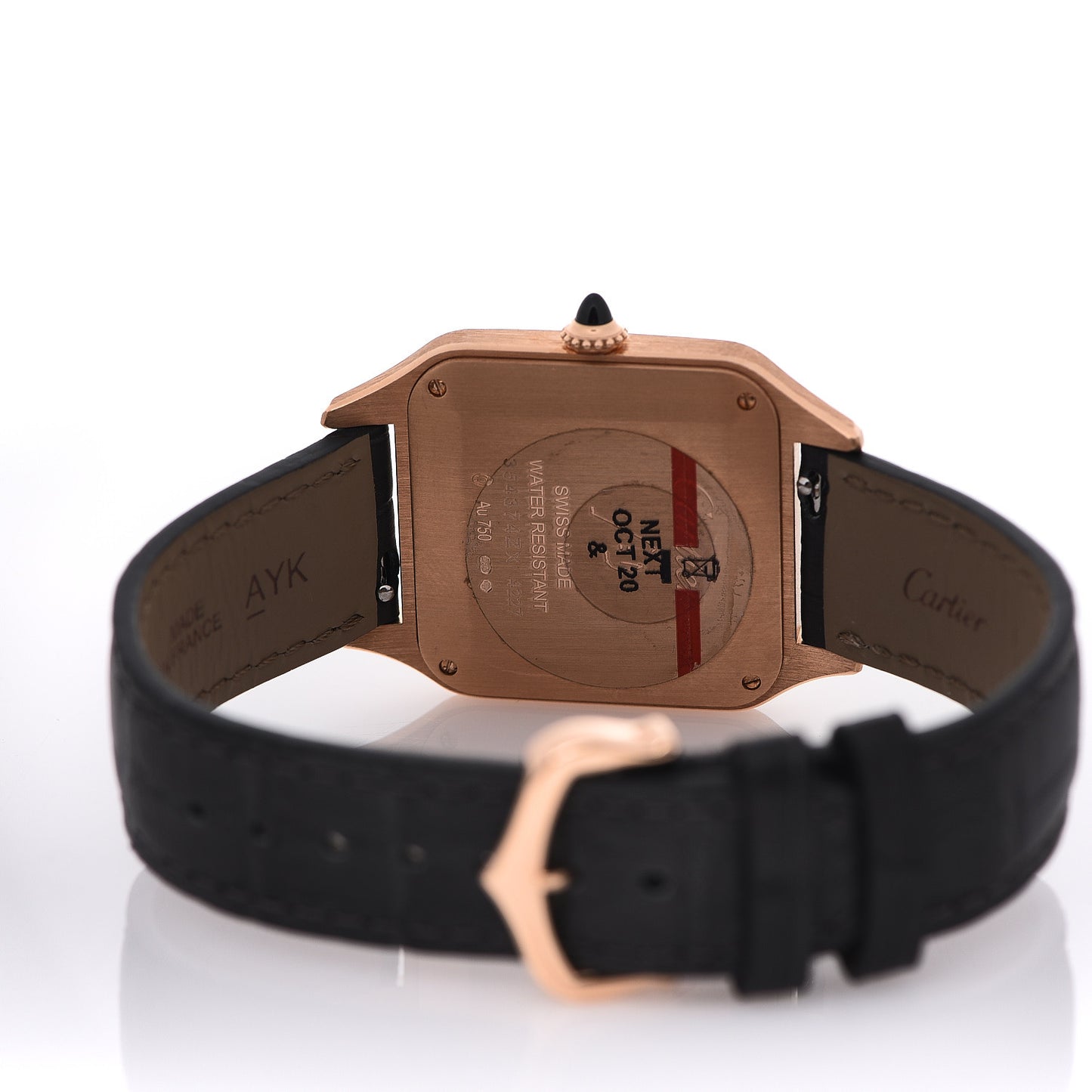 18K Pink Gold Alligator 31.5mm Santos Dumont Quartz Watch