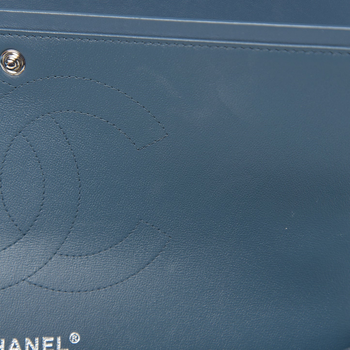 Lambskin Quilted Jumbo Double Flap Blue