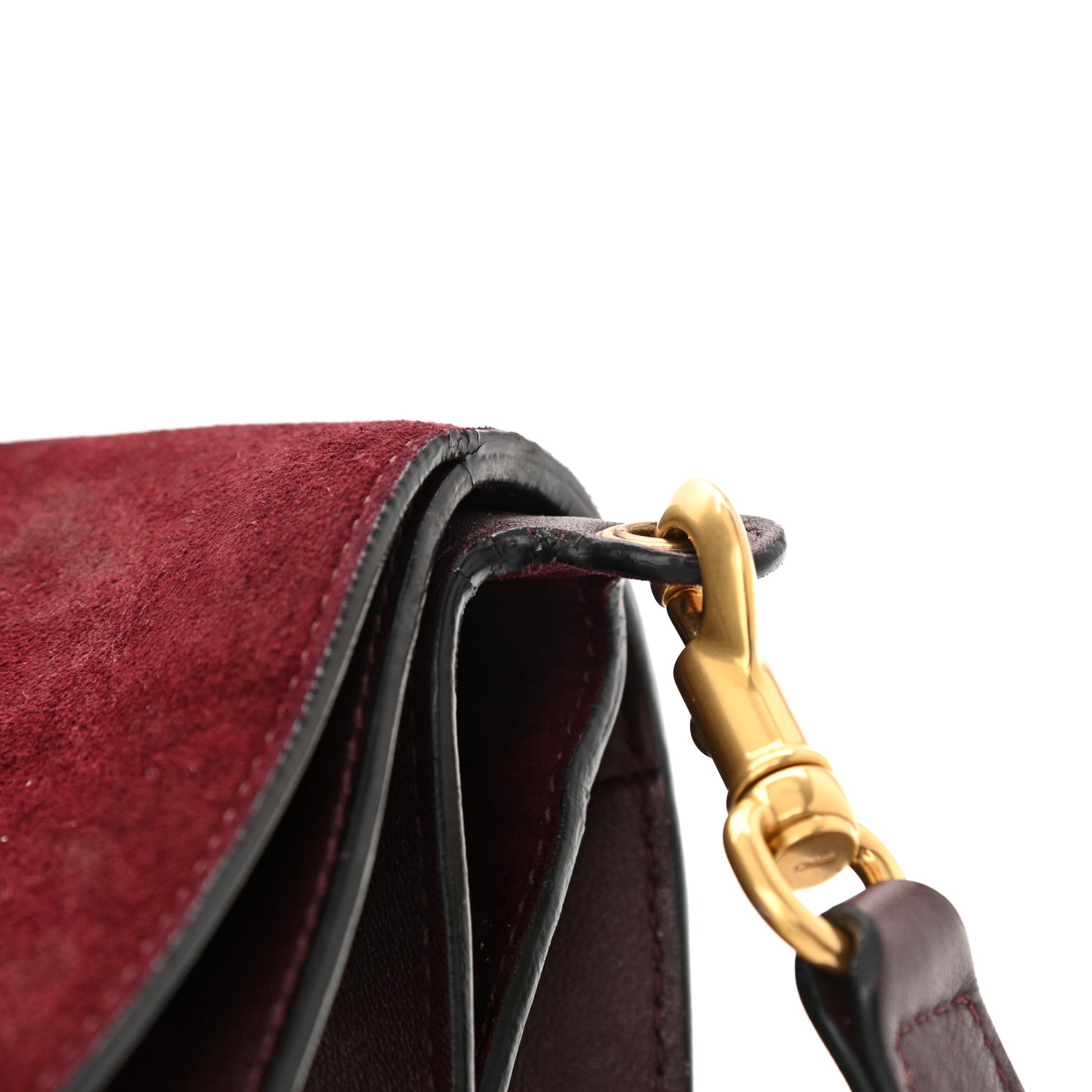 Chloe Suede Smooth Calfskin Medium Kurtis Shoulder Bag Plum Purple 17 of 18