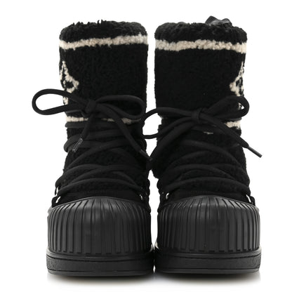 Louis Vuitton Suede Shearling Polar Flat Half Boots 37 Black 3 of 9