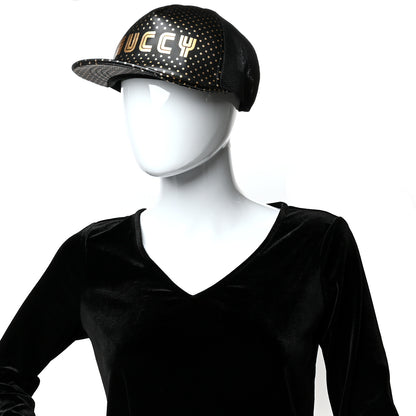 Gucci X SEGA Calfskin GUCCY Stars Baseball Hat XL Black Gold 2 of 9
