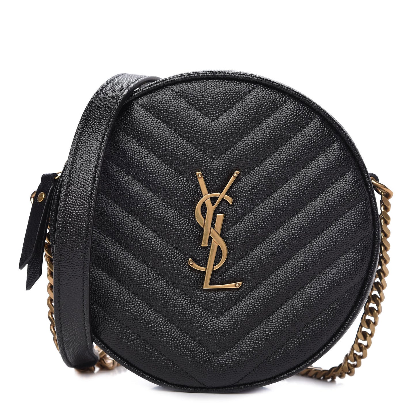 Grain De Poudre Matelasse Chevron Quilted Round Vinyle Camera Bag Black