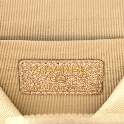 Chanel Metallic Lambskin Quilted Round Clip On Coin Purse Airpods Case Gold 5 of 8
