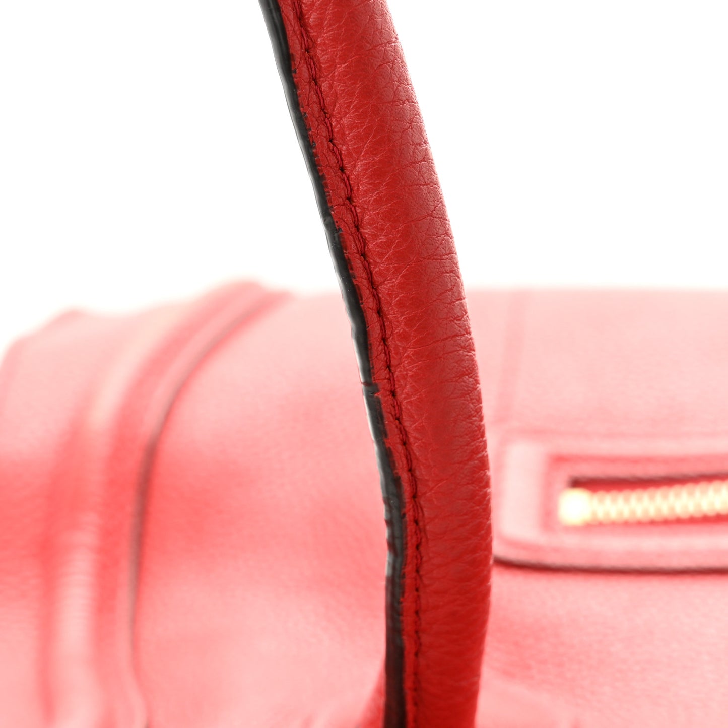Drummed Calfskin Shoulder Luggage Red