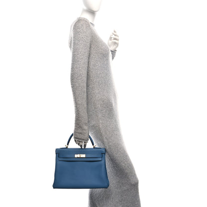 Hermes Togo Kelly Retourne 32 Azur 2 of 11
