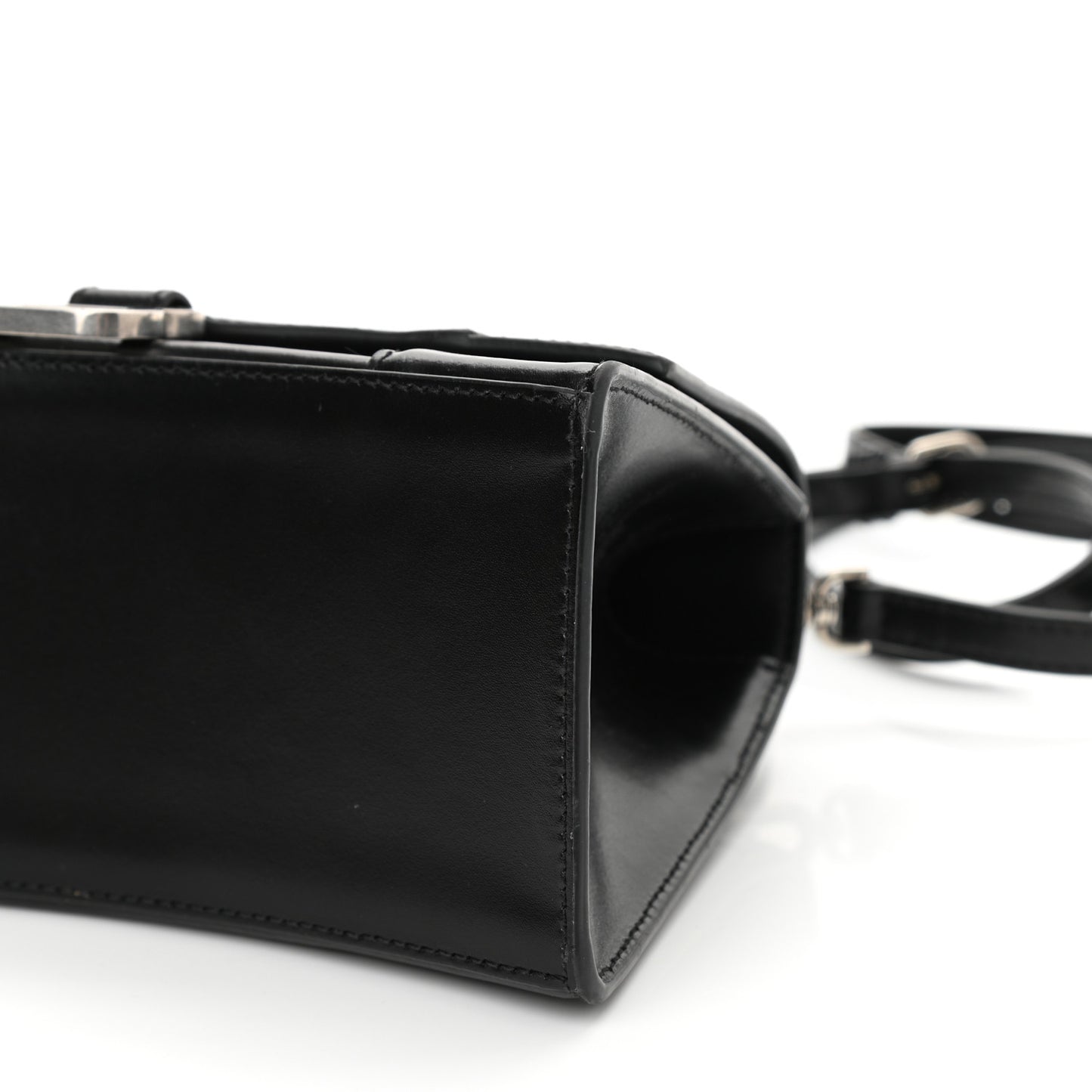 Shiny Box Calfskin Graffiti Logo Small Hourglass Top Handle Bag Black Pink