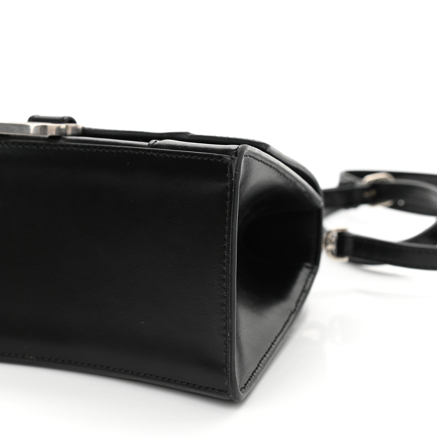 Balenciaga Shiny Box Calfskin Graffiti Logo Small Hourglass Top Handle Bag Black Pink 10 of 11