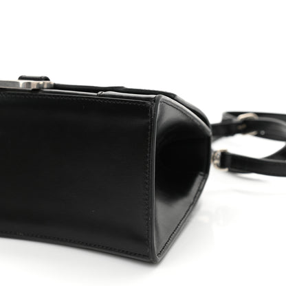 Balenciaga Shiny Box Calfskin Graffiti Logo Small Hourglass Top Handle Bag Black Pink 10 of 11