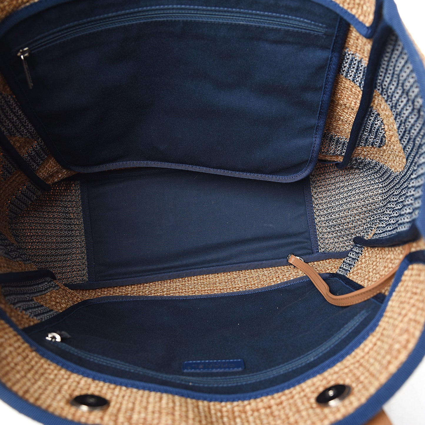 Mixed Fibers Large Shopping Bag Blue Beige