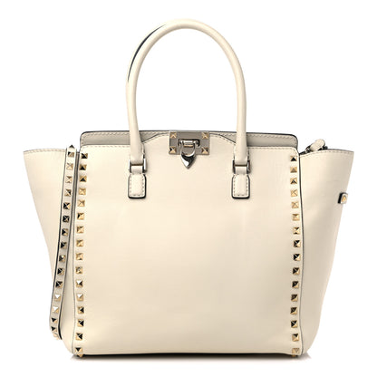 Valentino Garavani Vitello Rockstud Double Handle Tote Ivory 1 of 9