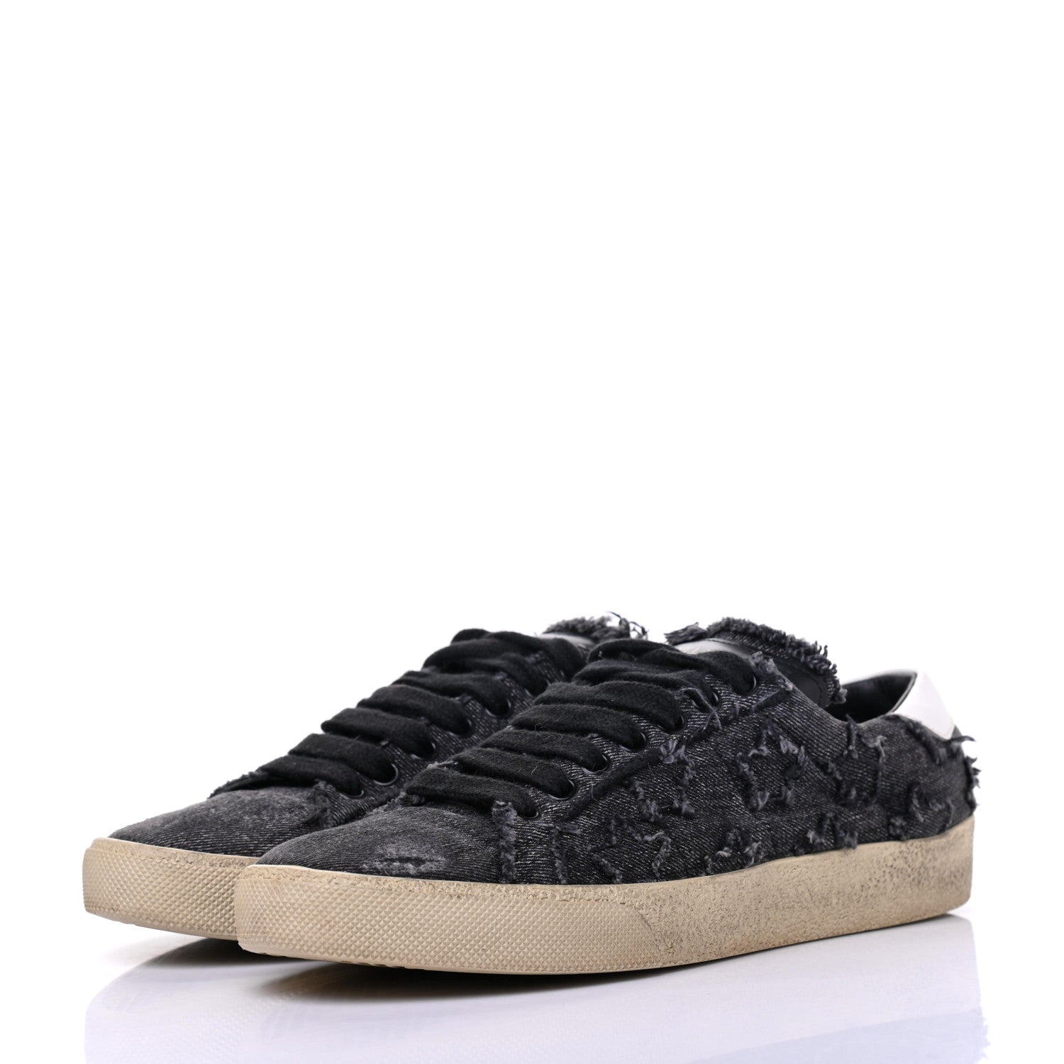Saint Laurent Denim Canvas Womens Court Classic Low Top Sneakers 38 Black Frost 3 of 7